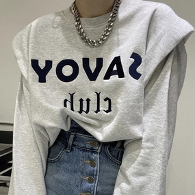 Beach Wear Fleece Lining Loose Long-sleeved Padded Pullover Sweater