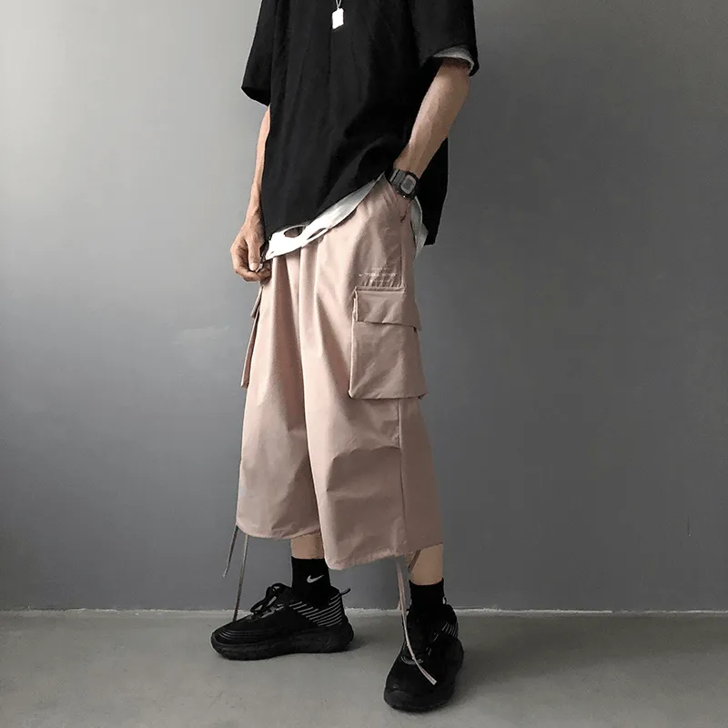 Layered Wear Cropped Pants Men'S Summer Thin Overalls Korean Version
