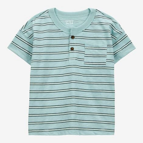 Quick Dry Material EcoFriendly Dye Toddler Striped Slub Jersey Henley 2T059910-960