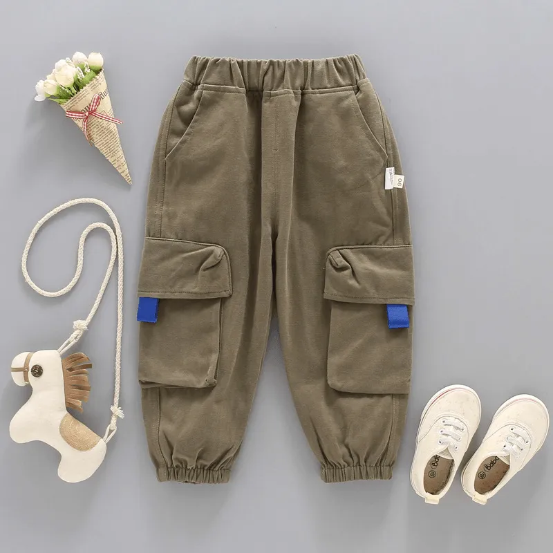 Boys' Pants Children'S and Boys' Spring Solid Color Overalls Core Fit Design