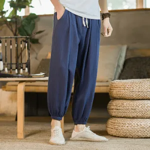 Comfortable Stretch Travel Essential 2021 Spring New Men'S Cotton Hemp Chinese Style Loose Casual Pants Young Men'S Elastic Leggings Men'S Wholesale