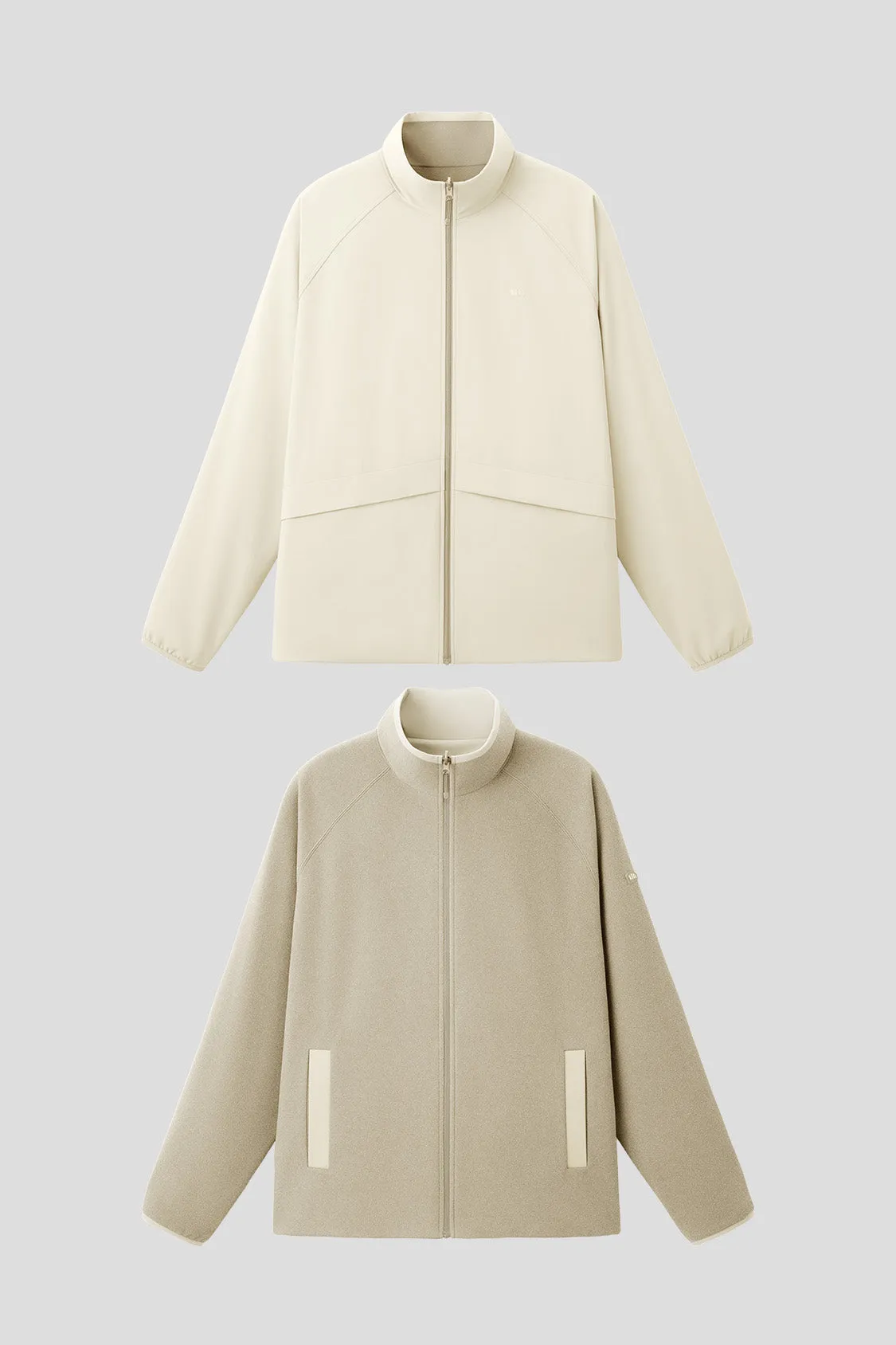 FlipHeat ?C Men??s Light-Warmth Reversible Fleece Jacket NoSlipGripperBand Double Faced Jersey Knit