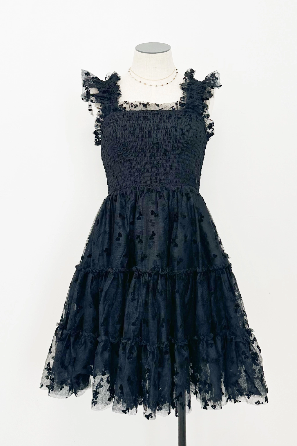 Street Casual relaxed shape Flocked Tulle Mini Dress