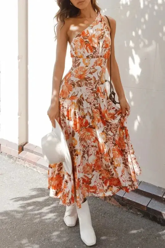 Floral Pleated Dresses Casual Bottoms Permanent Crease