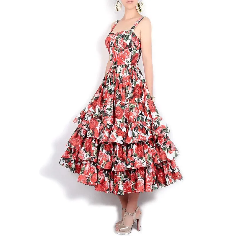 Floral Printed Ball Gown Dress Moment Glow