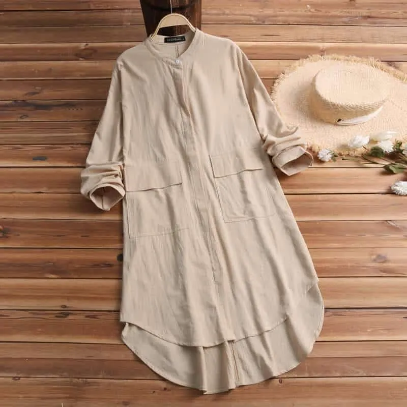 Linen Shirt Style Dress for Women Playful Twist