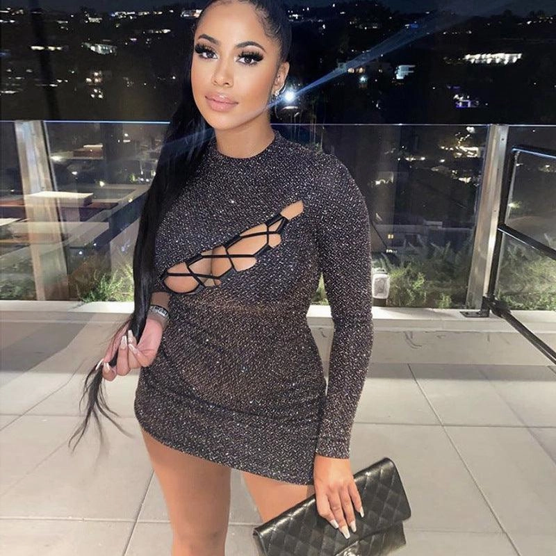 Tie cutout round neck dress Practical work-to-play piece Coastal Chic