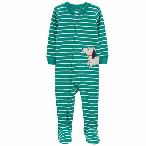 Slim Fit Design Layered Collar Design Toddler Boys' 1-Piece Striped Dog Sleeper 2R017110-969