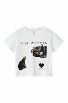 Cat Letter Print Crew Neck T-shirt Short Sleeves Top Holiday Outfit