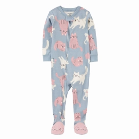 TaglessCollars Sustainable Material Blend Baby 1-Piece Cat 100% Cotton Footie Pajamas 1R935810
