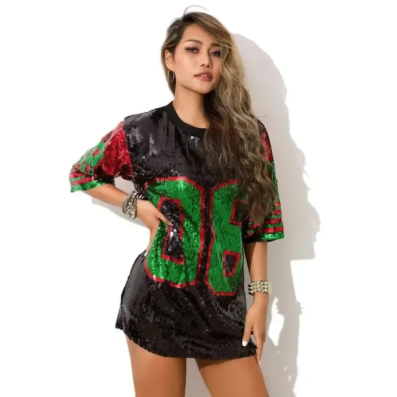 Women Loose Party T-Shirts Feather Glow