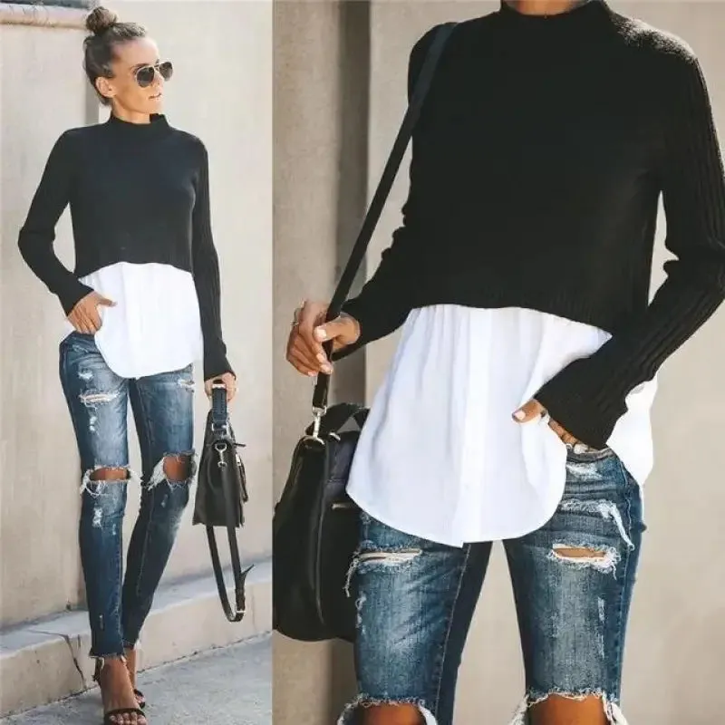 Tulle Soul Linen Soul Chic Layered Knit Sweater Shirt Look