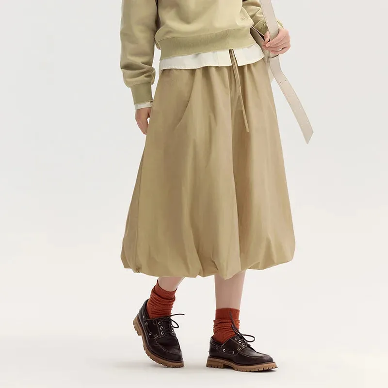 High-Waisted A-Line Midi Skirt Delicate Lines Day Glow