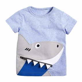 Two Tone Weave Boy'S T-Shirt Knitted Cotton Short Sleeve Cartoon Children'S T-Shirt