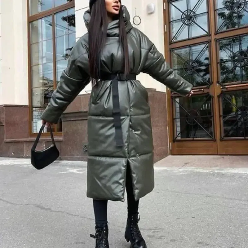 EasyAdjustment Hooded Long Belt Coats