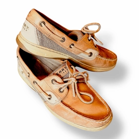 Comfortable Foot Effortless Style Sperry Top Sider Women's Size 6.5 Tan Leather Casual Slip On Boat Shoes