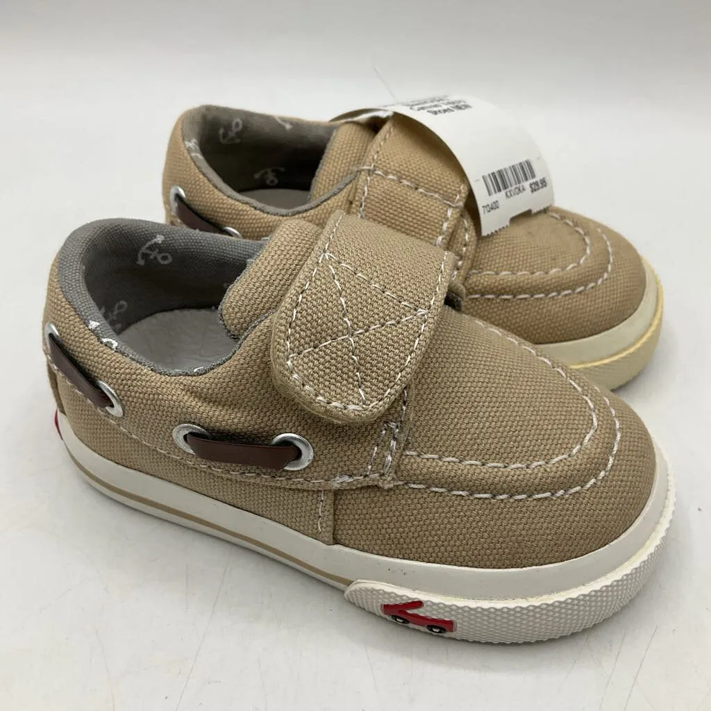Size 4: See Kai Run Elias/KHAKI Canvas Velcro Shoes NEW Ultra Flexible Grooves