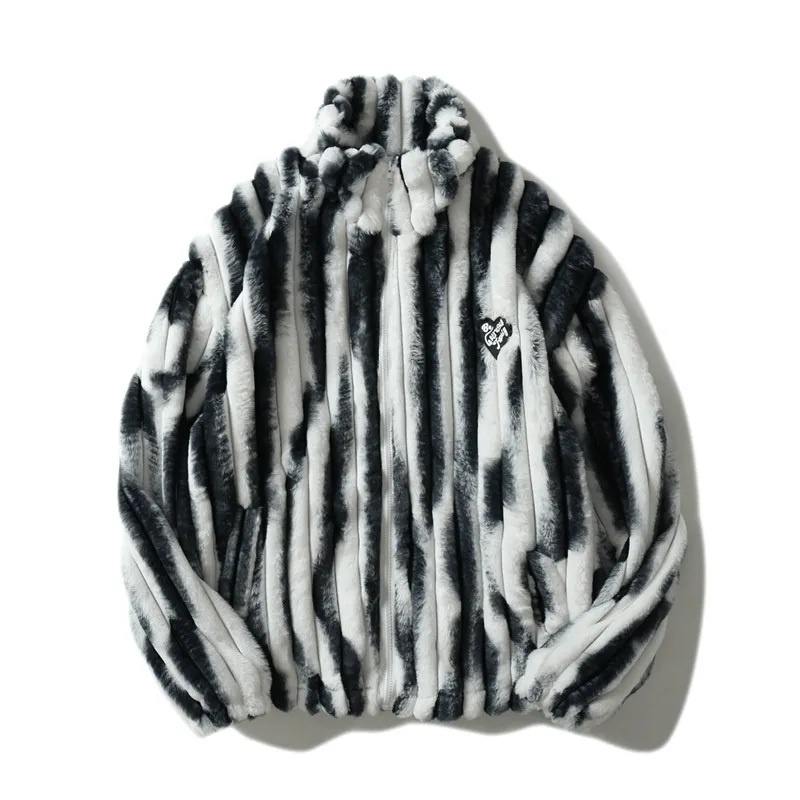 Men'S Casual Simple Tie-Dye Lamb Plush Jacket Polished Casual