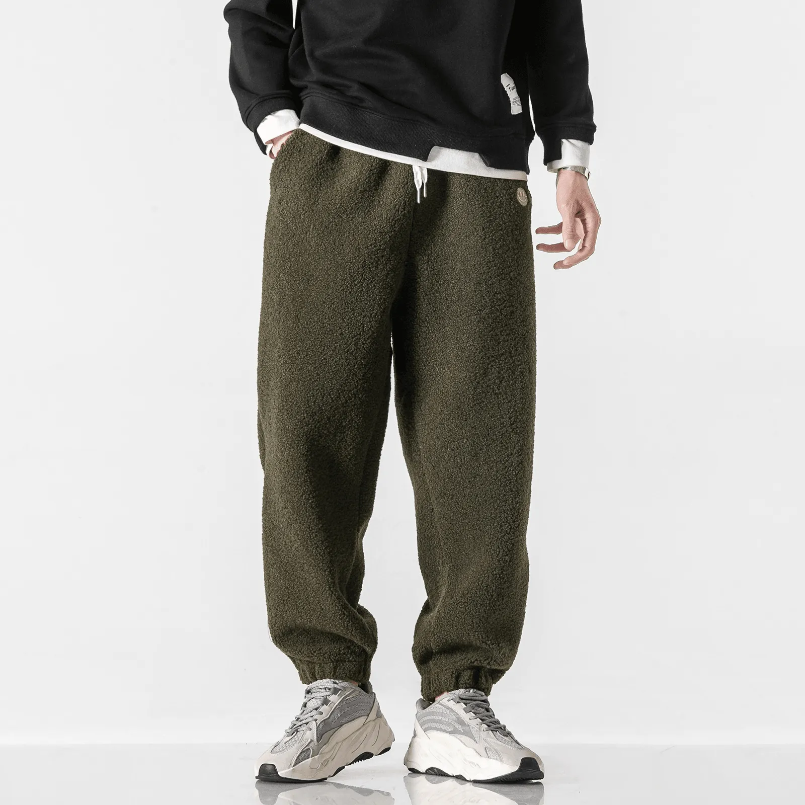 Tapered Leg Design Loose Girdled Feet plus Velvet Thickened Pant