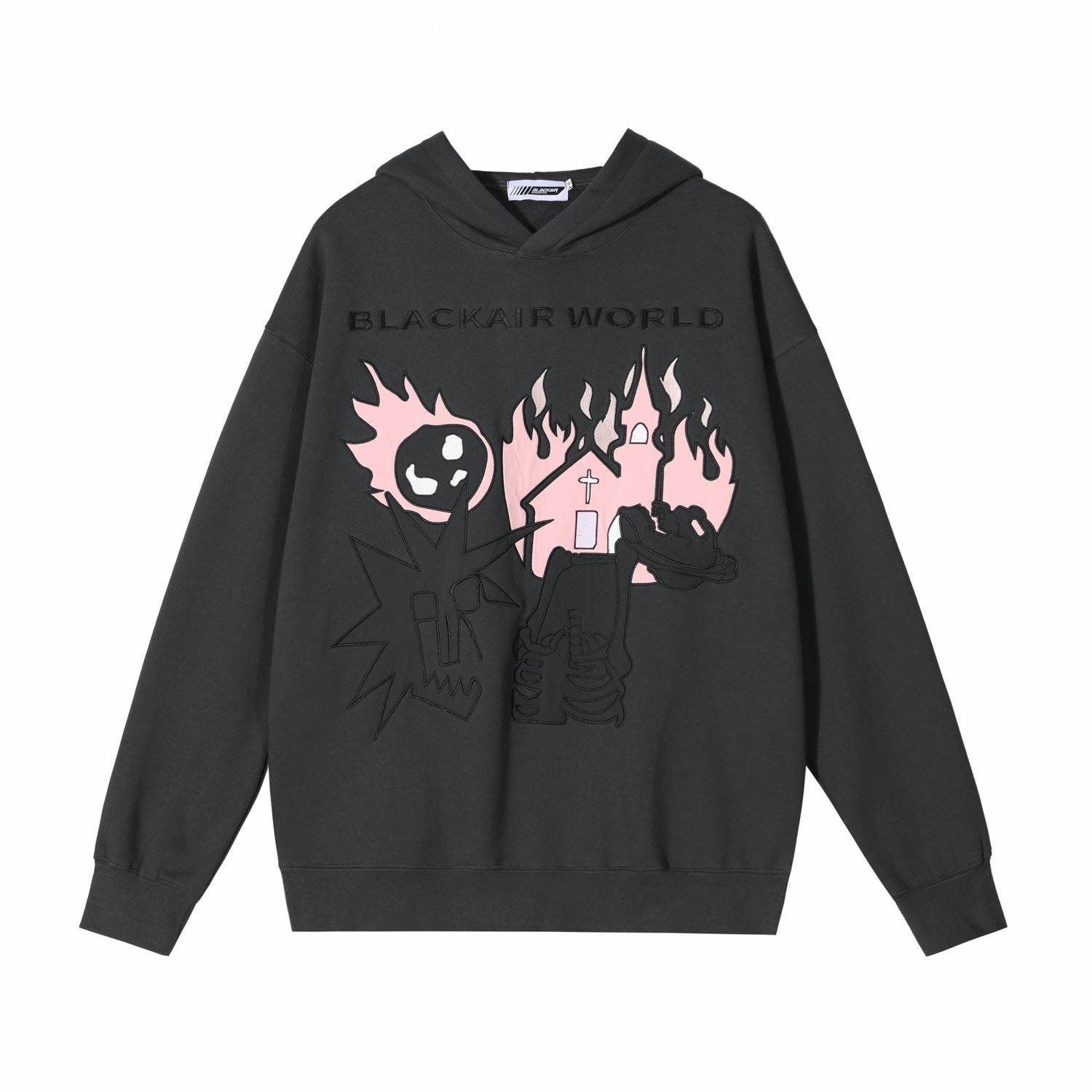 Urban Day Funny Flame Skull Fleece Hoodie