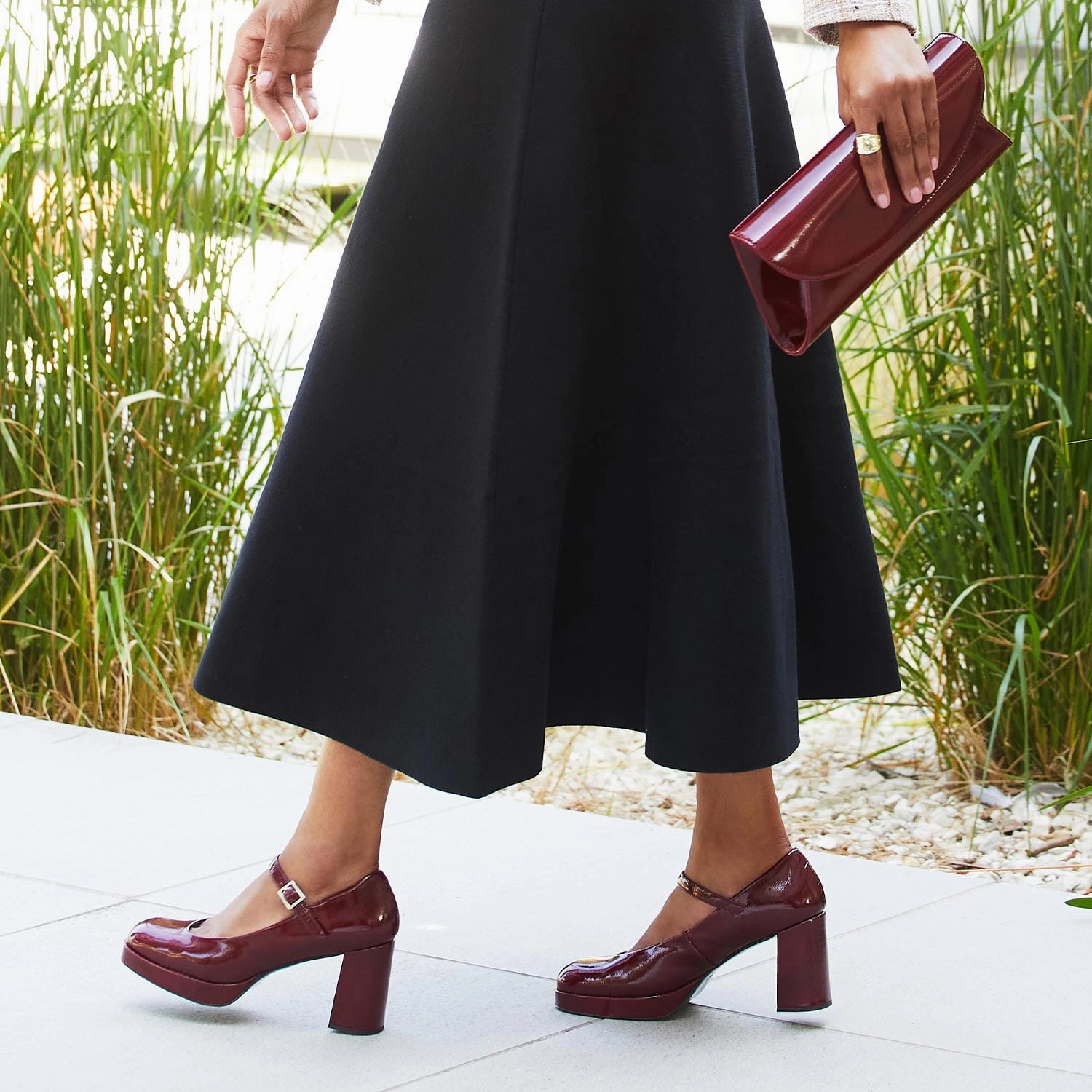 Gerri: Burgundy Patent Leather leather - type Impact Resistant Design