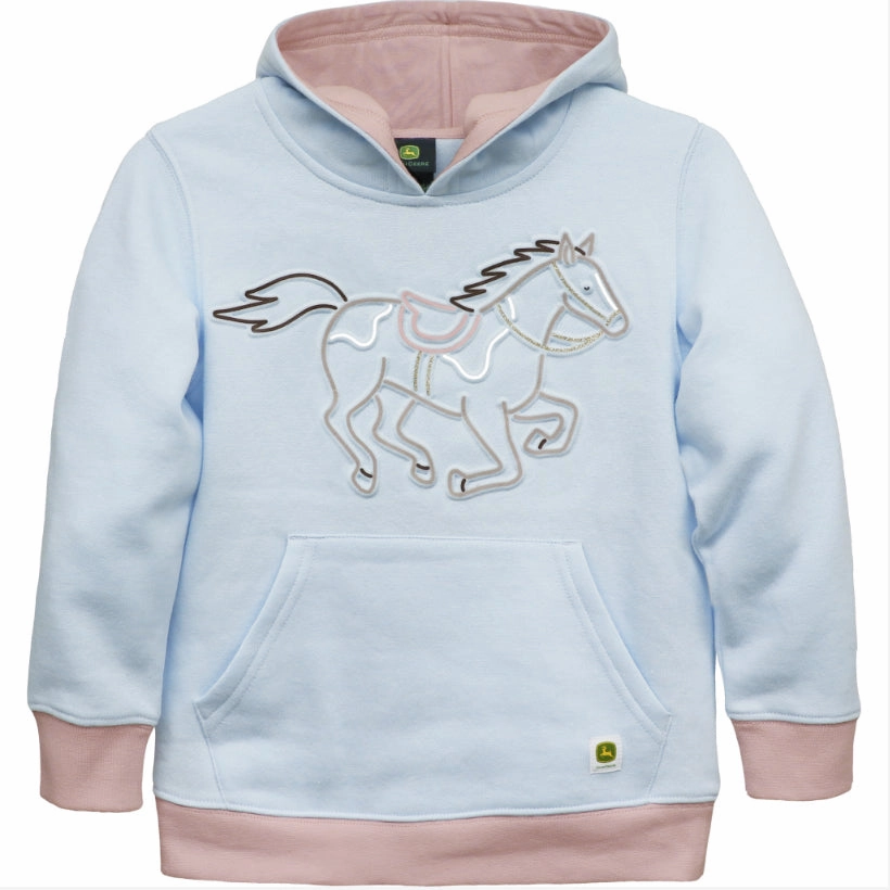Girls' Horse Fleece Pullover Hoodie J2J476BC ErgonomicShape BondedEdges
