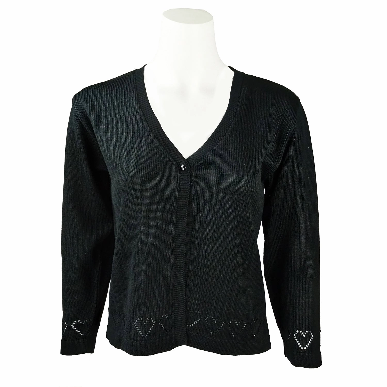 DroppedShoulder Thermal Insulation Core Girls' V-Neck Sweater with Hearts TC-62