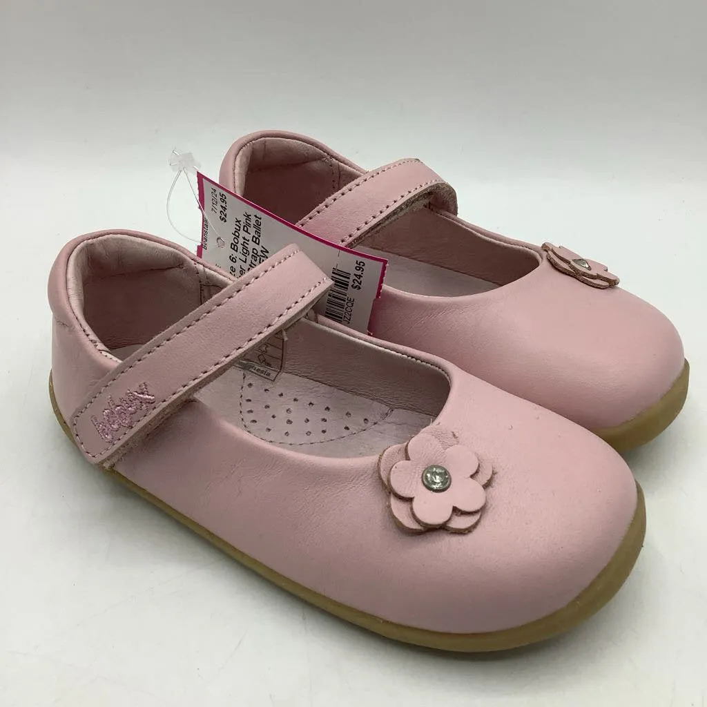 Size 6: Bobux Leather Light Pink Velcro Strap Ballet Flat NEW Fashion Basics