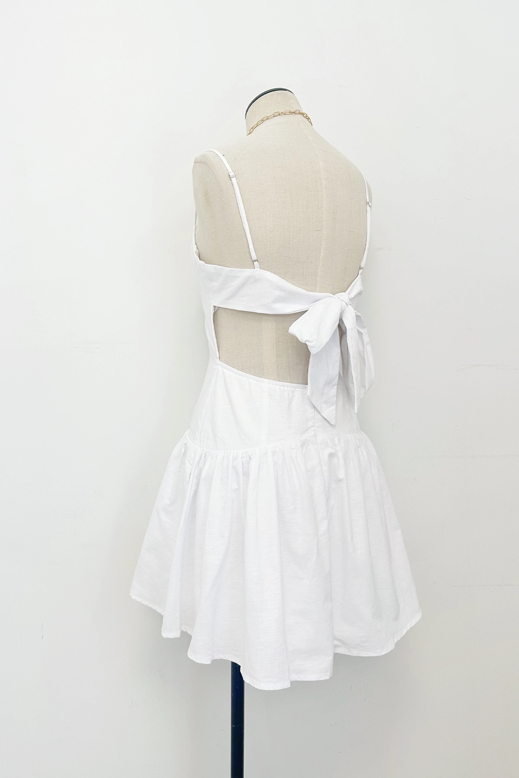 Tori Tie Back Linen Mini Dress Cool Shape Elegant Wearable