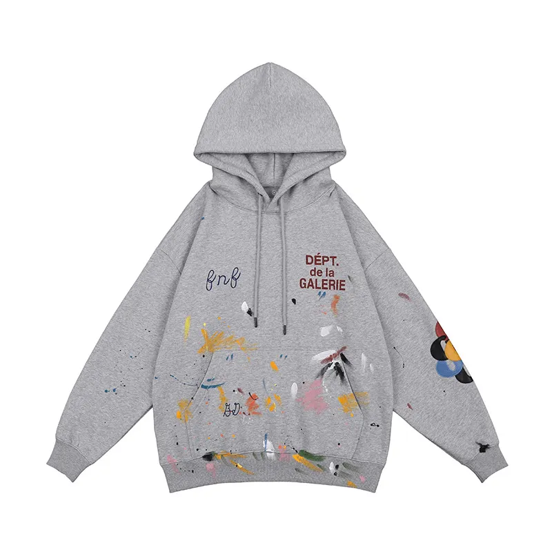 Chill Wearable Graffiti Splash Ink Hip Hop High Street Distressed Retro Hoodie for Men and Women