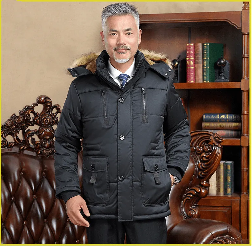 Dad Dress plus Velvet Thick Loose Large Size Stand Collar