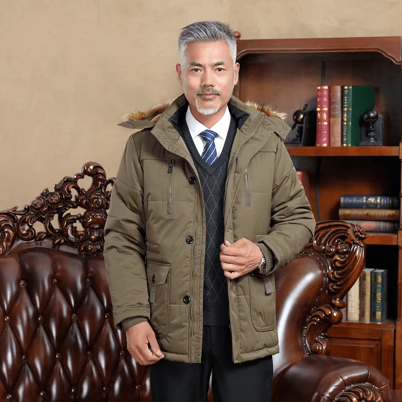 Dad Dress plus Velvet Thick Loose Large Size MeshLinedVents Cold Weather