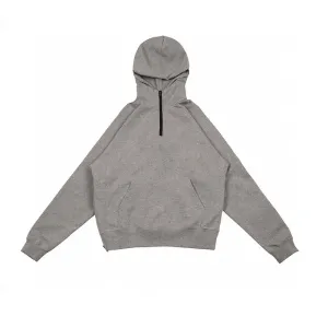 Layer Chic Urban Sporty Half-High Neck Hooded Sweatshirt with Split Zipper