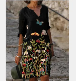 Youthful Style Half-Sleeved Women's Summer Dress in Print