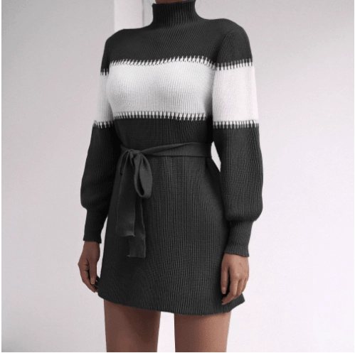 Smooth Fit Refined Mood Half high collar knitted wool dress