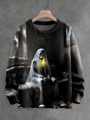 Halloween Sweater Ghost Horror Element Top Breathable Fit