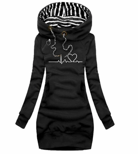 Heart Print Long Clothes Women Hoodie Sweatshirt Pullover Tops Versatile Style Bettong like