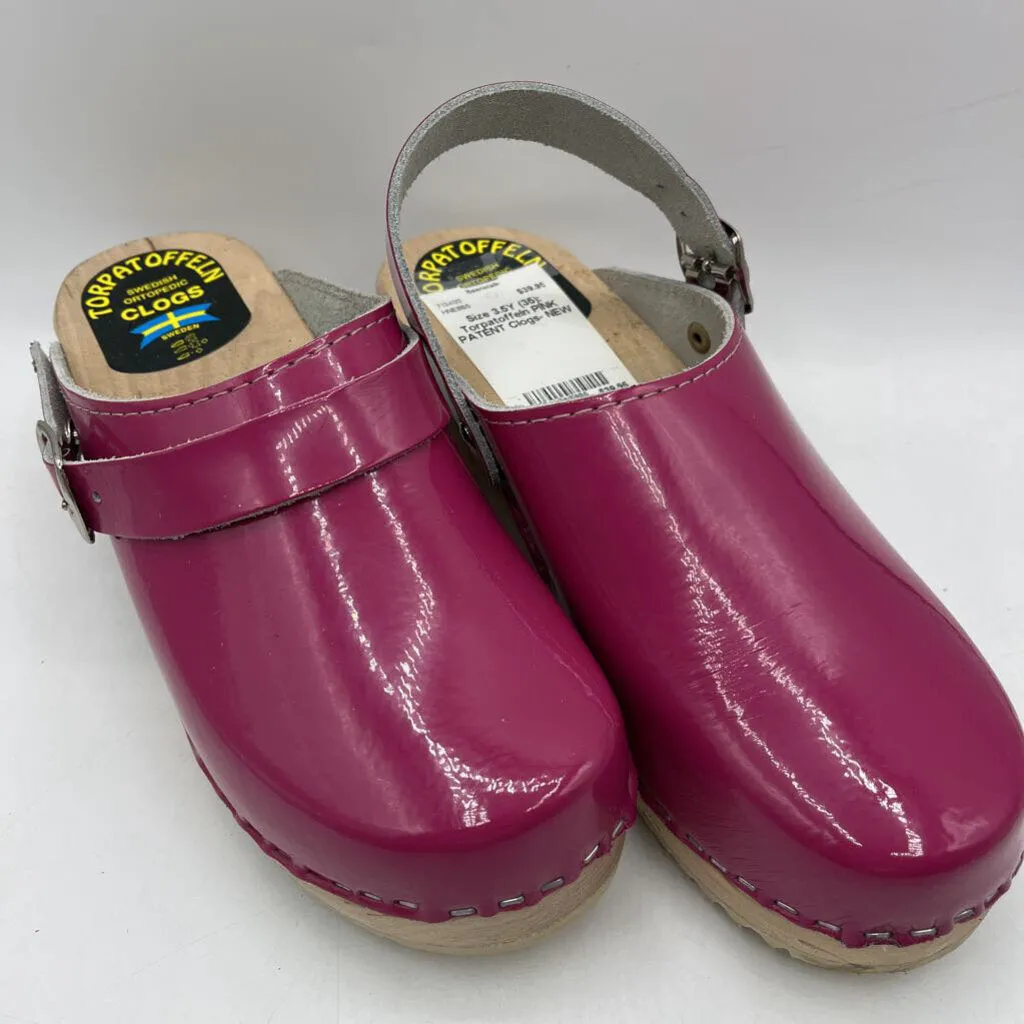 Size 3.5Y (35): Torpatoffeln PINK PATENT Clogs- NEW Quick Footwear Tensile Fiber Upper
