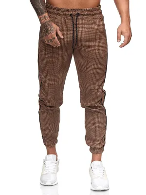 HeatRegulating Button front Men'S Casual Slim Printed Plaid Retro Pencil Pantssmall Pants