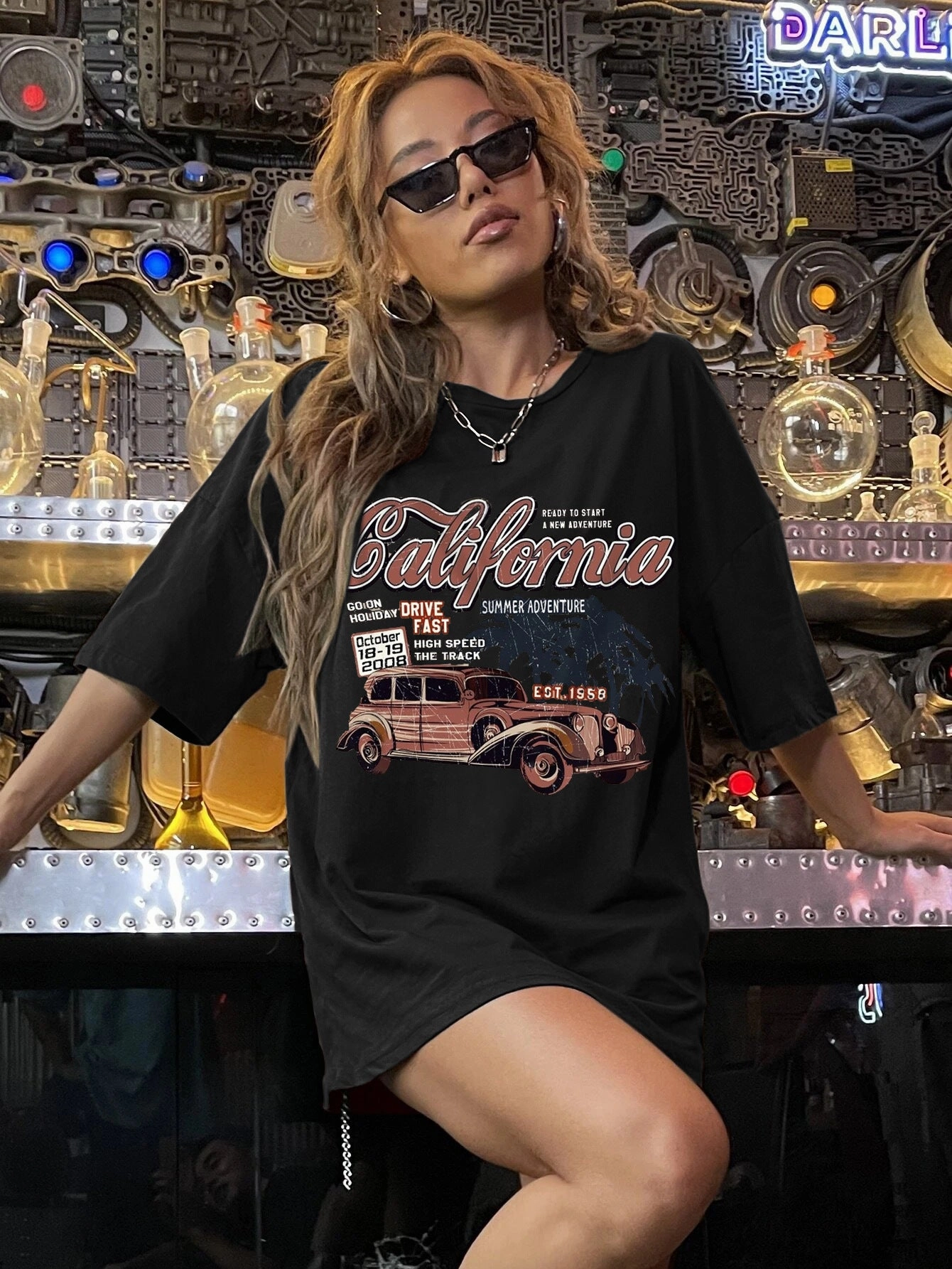 Printed T-shirt Simple Round Neck Short Sleeve Ladies product urban fashion sense