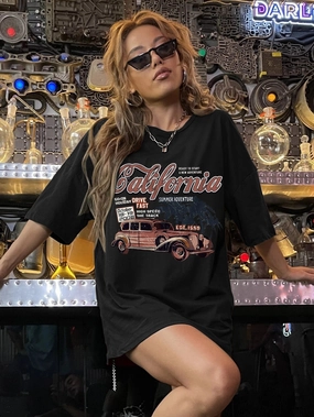 product geometric precision Printed T-shirt Simple Round Neck Short Sleeve Ladies