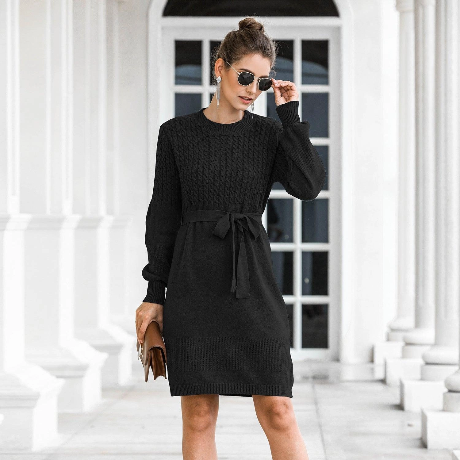 Day Outfit Hedging twist lantern sleeve dress