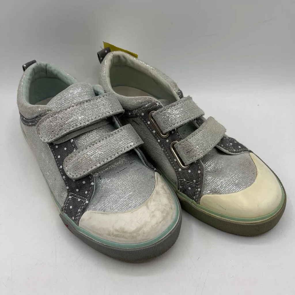 Structured Heel Cup Anti Abrasion Size 3Y: See Kai Run Blue/Silver Shimmery Velcro Strap Sneakers - REDUCED