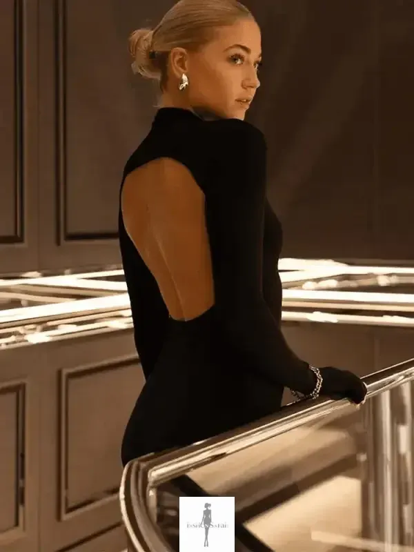 Relaxed Jeans Wave Core High-neck Sheath Maxi Dress