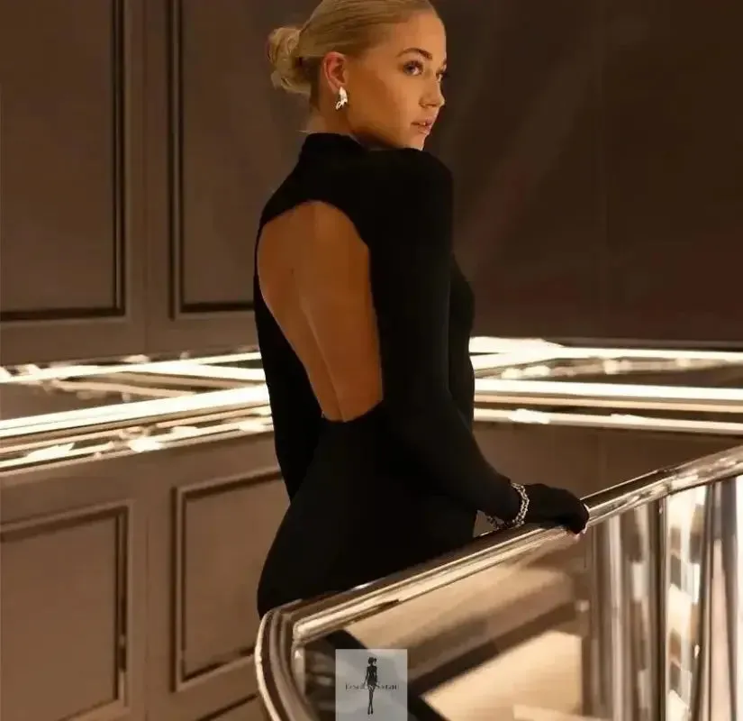 High-neck Sheath Maxi Dress Comfortable Tunic Cyber Core