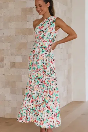 WindproofInterior Boho Floral Pleated Maxi Dress