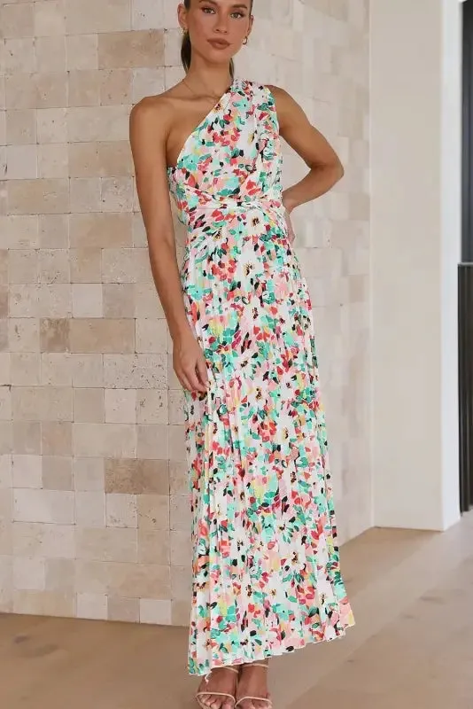 Shoot Mood Boho Floral Pleated Maxi Dress