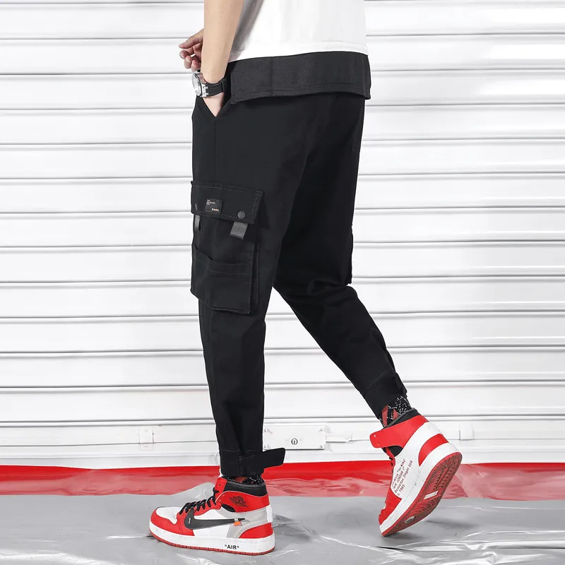 Nine-Point Pants Men'S Trendy Brand Multi-Pocket Overalls SlimFit Quick Wear