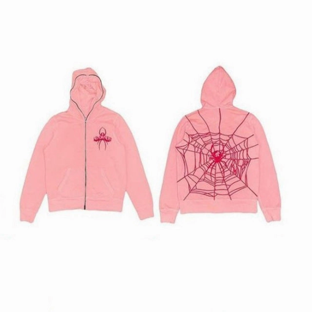 Hip Hop Men Sweatshirt Hoodie Full Back Spider Web Printed S Cozy Waist