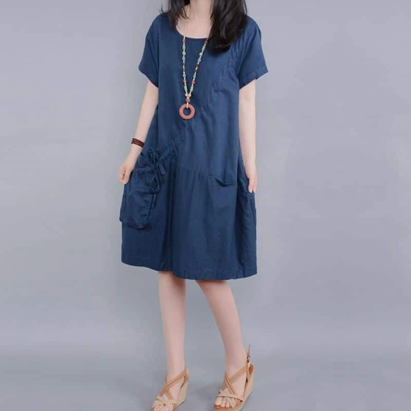 Women's Casual Cotton Dress Earth-Tone velvet feel